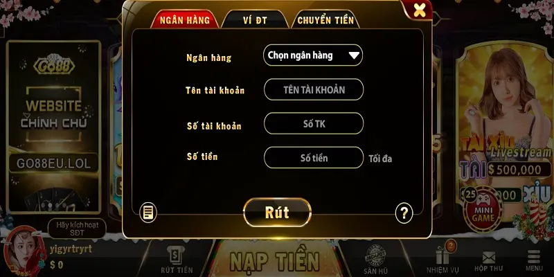 Hướng dẫn nạp tiền tại Go88 